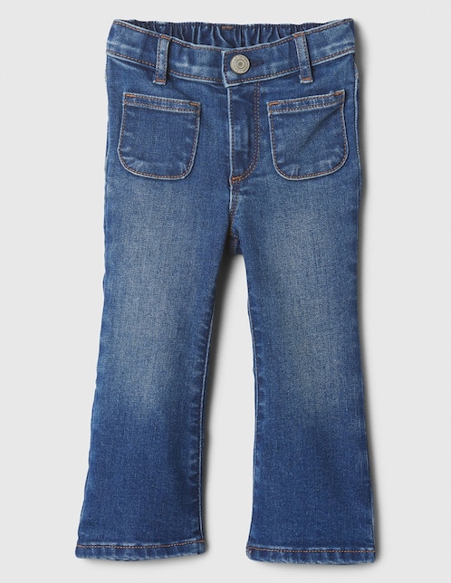 Jeans flare lavado medio para niña