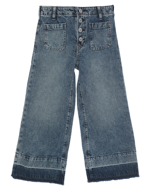 Jeans wide leg lavado medio para niña