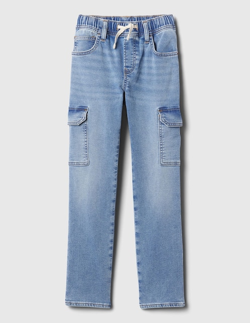 Jeans cargo slim lavado claro para niño