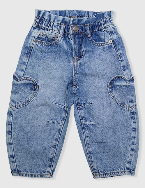 Jeans amplio lavado medio para niña