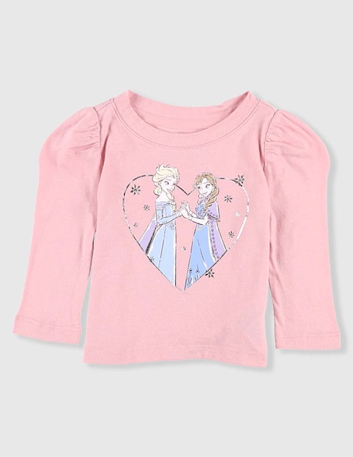 Playera Elsa y Ana manga larga para niña