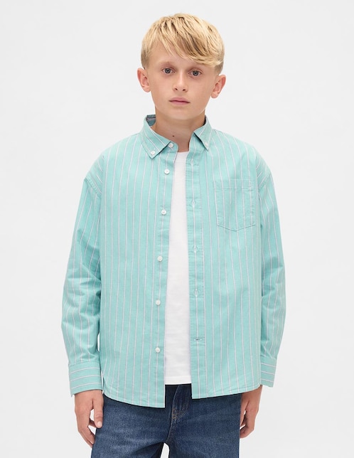 GAP Camisa casual de algodón manga larga para niño