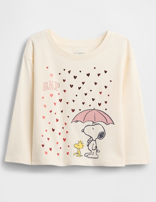 Playera Snoopy manga larga para bebé niña