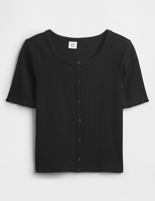 PLAYERA GAP 797474 NIÑA, 6-7 AÑOS, NEGRO