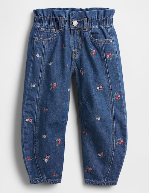 Jeans relaxed amplio lavado obscuro para niña