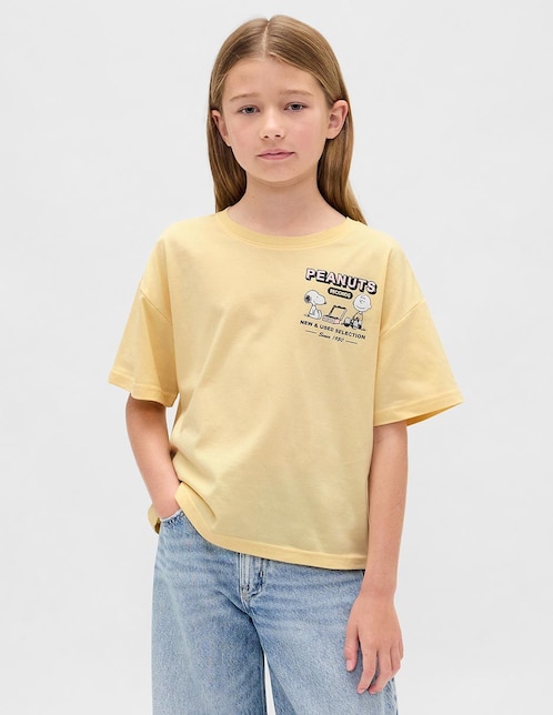 Playera Peanuts manga corta para niña