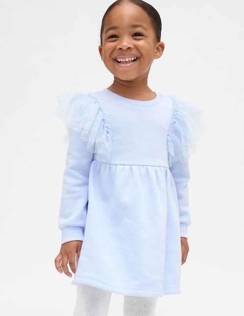 Vestido manga regular para niña