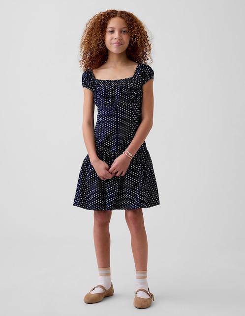 Vestido manga cap para niña