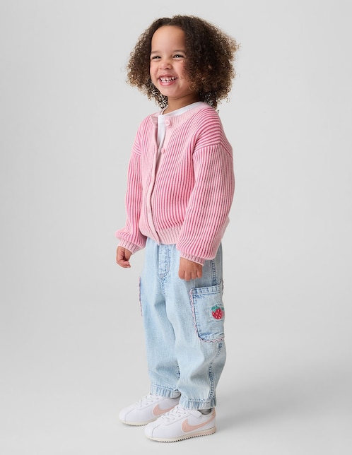 Jeans amplio lavado claro para niña