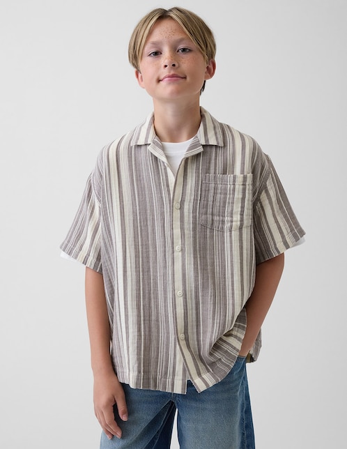 GAP Camisa casual de algodón manga al codo para niño