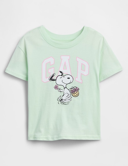 Playera Snoopy Peanuts manga corta para niña