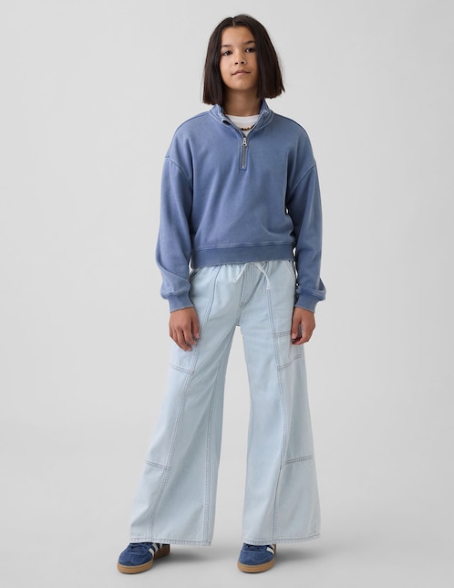 Jeans baggy lavado claro para niña 1