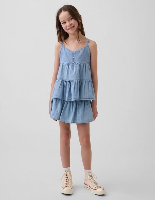 Falda short de mezclilla para niña