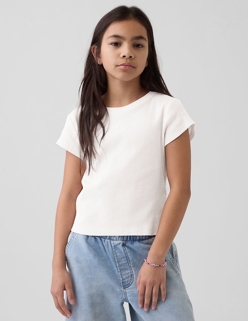 PLAYERA GAP 887298 NIÑA REG, XG, BEIGE