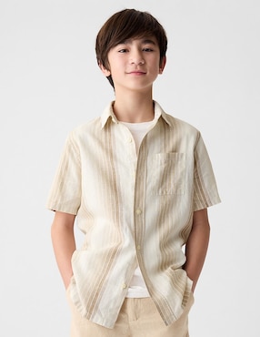 Camisa Casual De Algodón Manga Corta Para Niño