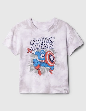 Playera Capitán América Manga Corta Para Niño