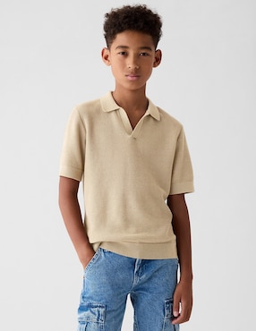 Playera Tipo Polo De Algodón Para Niño