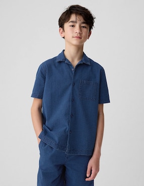 Camisa Casual De Algodón Manga Corta Para Niño