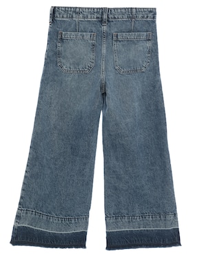Jeans wide leg lavado medio para niña