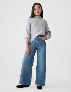 Jeans baggy deslavado para niña