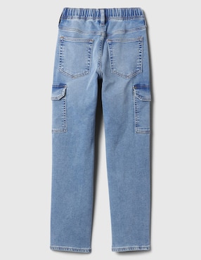 Jeans cargo slim lavado claro para niño