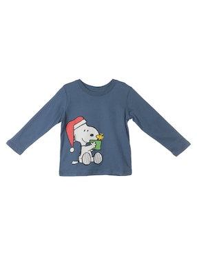 Playera Navideña Peanuts Manga Larga Para Niño