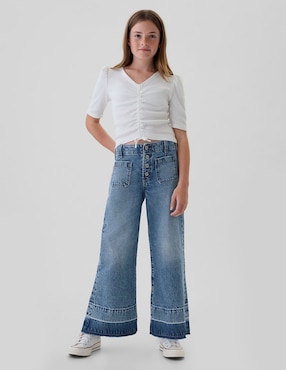 Jeans flare deslavado para niña