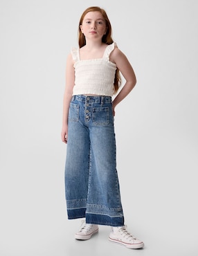 Jeans flare deslavado para niña