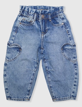 Jeans amplio lavado medio para niña