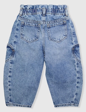 Jeans amplio lavado medio para niña