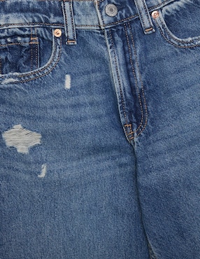 Jeans straight lavado desgastado para niña