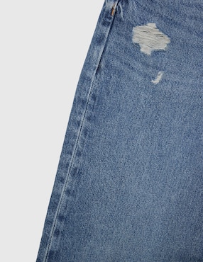 Jeans straight lavado desgastado para niña