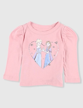 Playera Elsa y Ana manga larga para niña