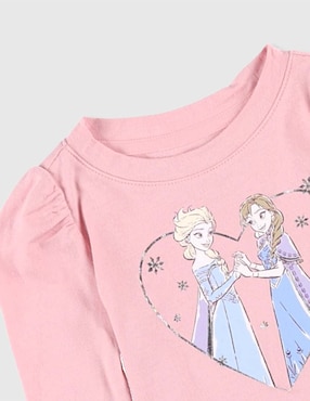 Playera Elsa y Ana manga larga para niña