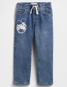 Jeans straight Mickey Mouse deslavado para niño