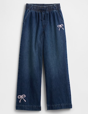 Jeans straight lavado obscuro para niña