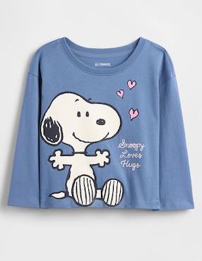 Playera Snoopy manga larga para bebé niña