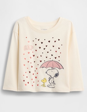 Playera Snoopy manga larga para bebé niña
