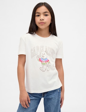 Playera Oso manga corta para niña