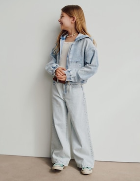 Jeans relaxed amplio lavado claro para niña