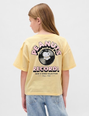 Playera Peanuts manga corta para niña