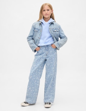 Jeans straight lavado claro para niña