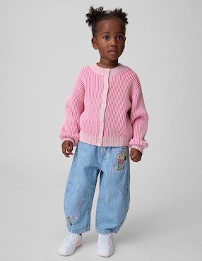 Jeans baggy lavado medio para niña
