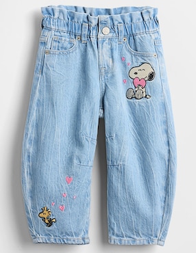 Jeans baggy lavado medio para niña