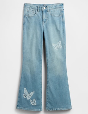 Jeans flare lavado desgastado para niña