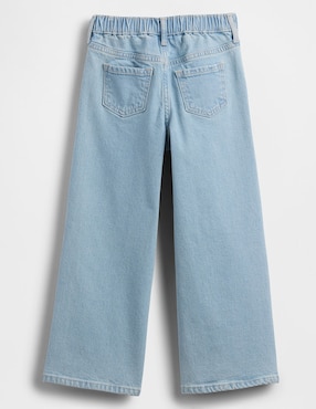 Jeans wide leg lavado claro para niña