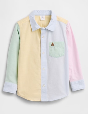 Camisa casual de algodón manga larga para bebé niño