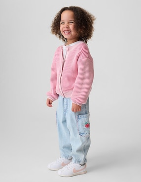 Jeans amplio lavado claro para niña