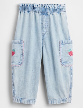 Jeans amplio lavado claro para niña