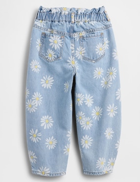 Jeans amplio lavado claro para niña